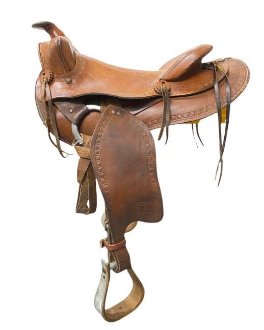 Appraisal: Big Horn Leather Horse SaddleWood and metal stirrups