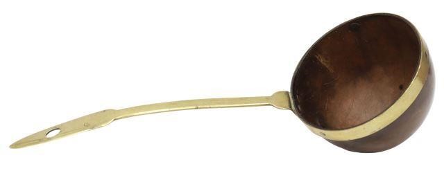 Appraisal: English Georgian period brass-handled treen toddy ladle th c coconut