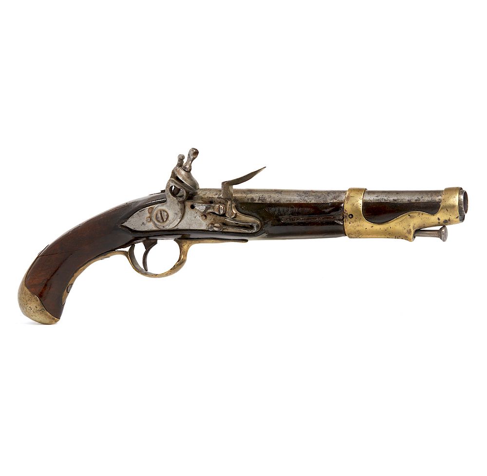 Appraisal: Flintlock Pistol Antique French Model brass mounted flintlock pistol as