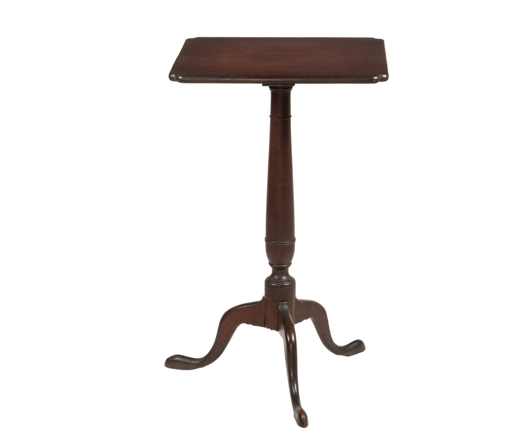 Appraisal: COLONIAL CANDLESTAND - Early Fixed-Top Mahogany Stand coastal New England