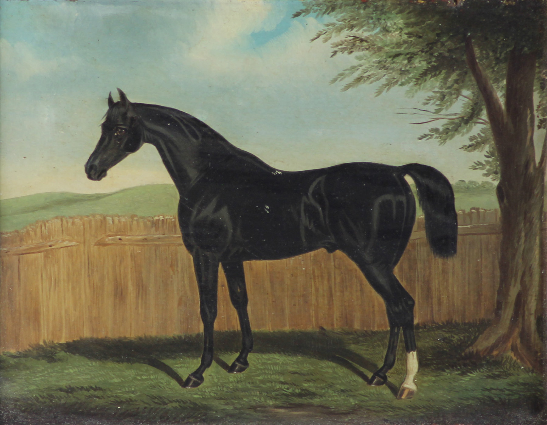 Appraisal: Manner of James Loder of Bath Black Stallion in Landscape