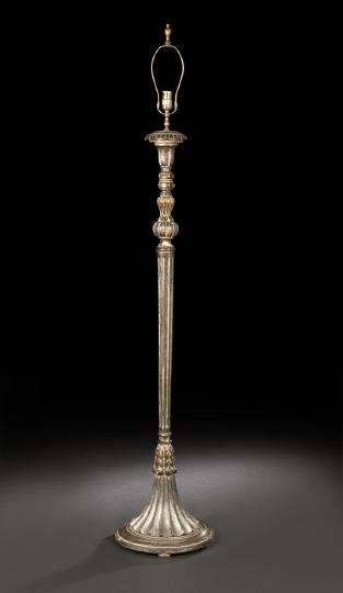 Appraisal: Italian Polychromed and Parcel-Gilt Floor Lamp the fluted tapering circular