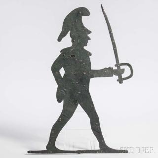 Appraisal: Black-painted Sheet Iron Pulaski Militia Soldier Weathervane America th century