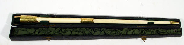 Appraisal: Brass collared ivory conductors baton in fitted velvet lined case