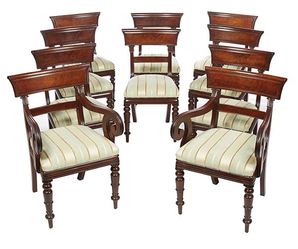 Appraisal: A FINE SET OF TEN REGENCY MAHOGANY RAIL BACK DINING