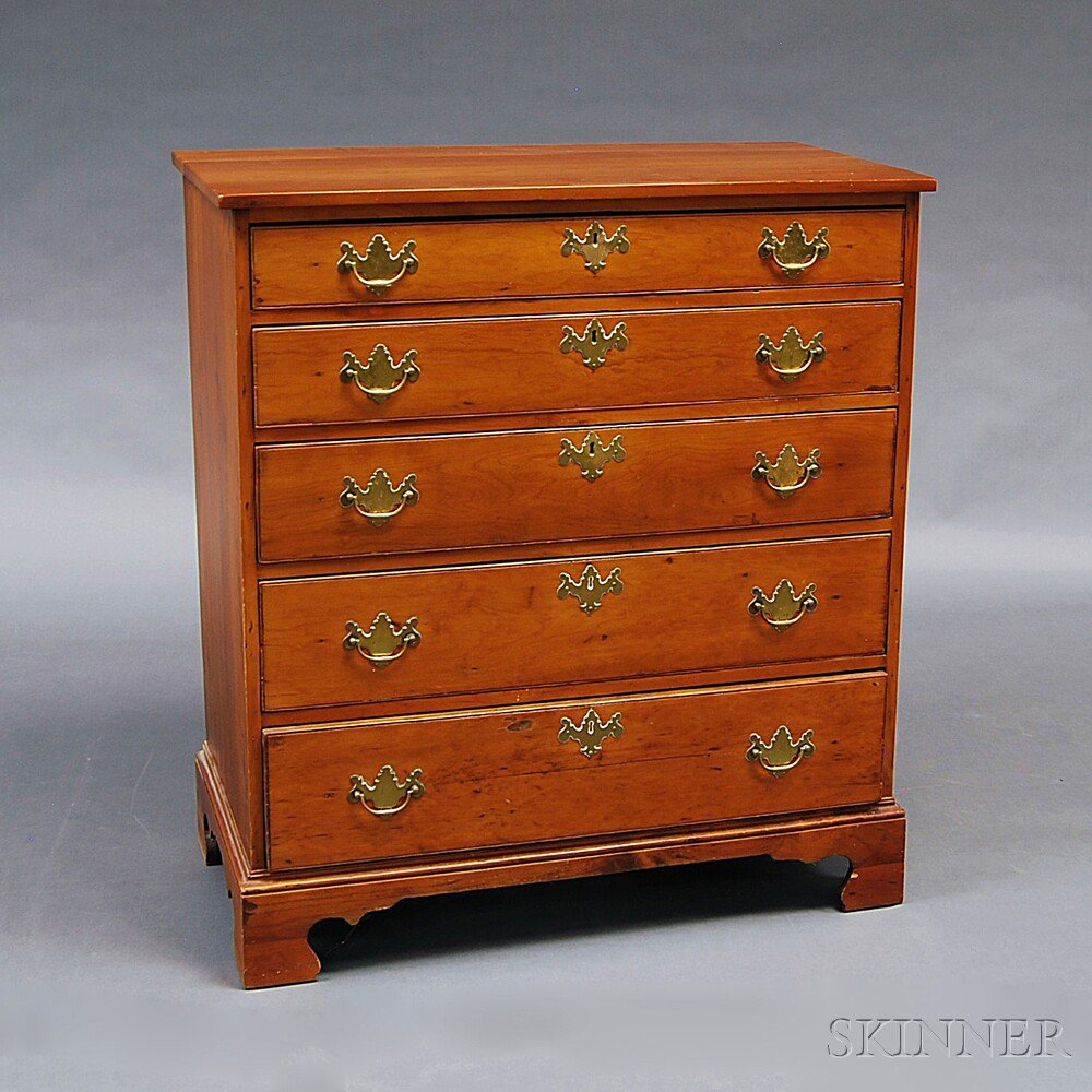 Appraisal: Chippendale Cherry Chest of Drawers New England late th century