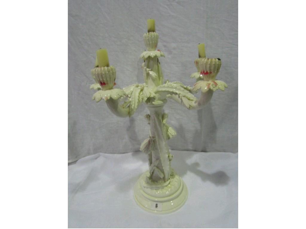 Appraisal: A large white glazed five branch candelabra modelled as cactus