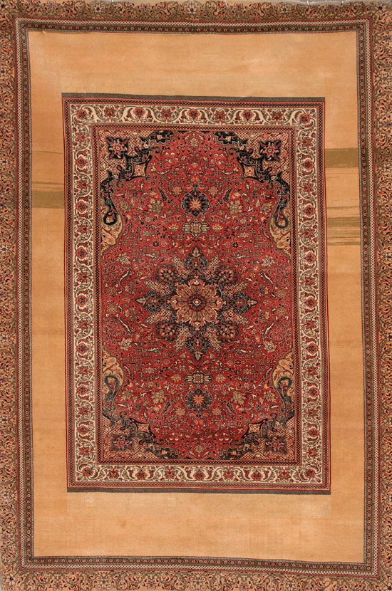 Appraisal: Tabriz Rug Third Quarter th Century Beige ground enclosing a