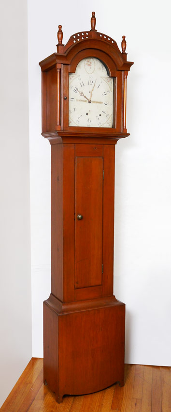 Appraisal: RILEY WHITING WINCHESTER TALL CASE CLOCK Bonnet with arched pediment