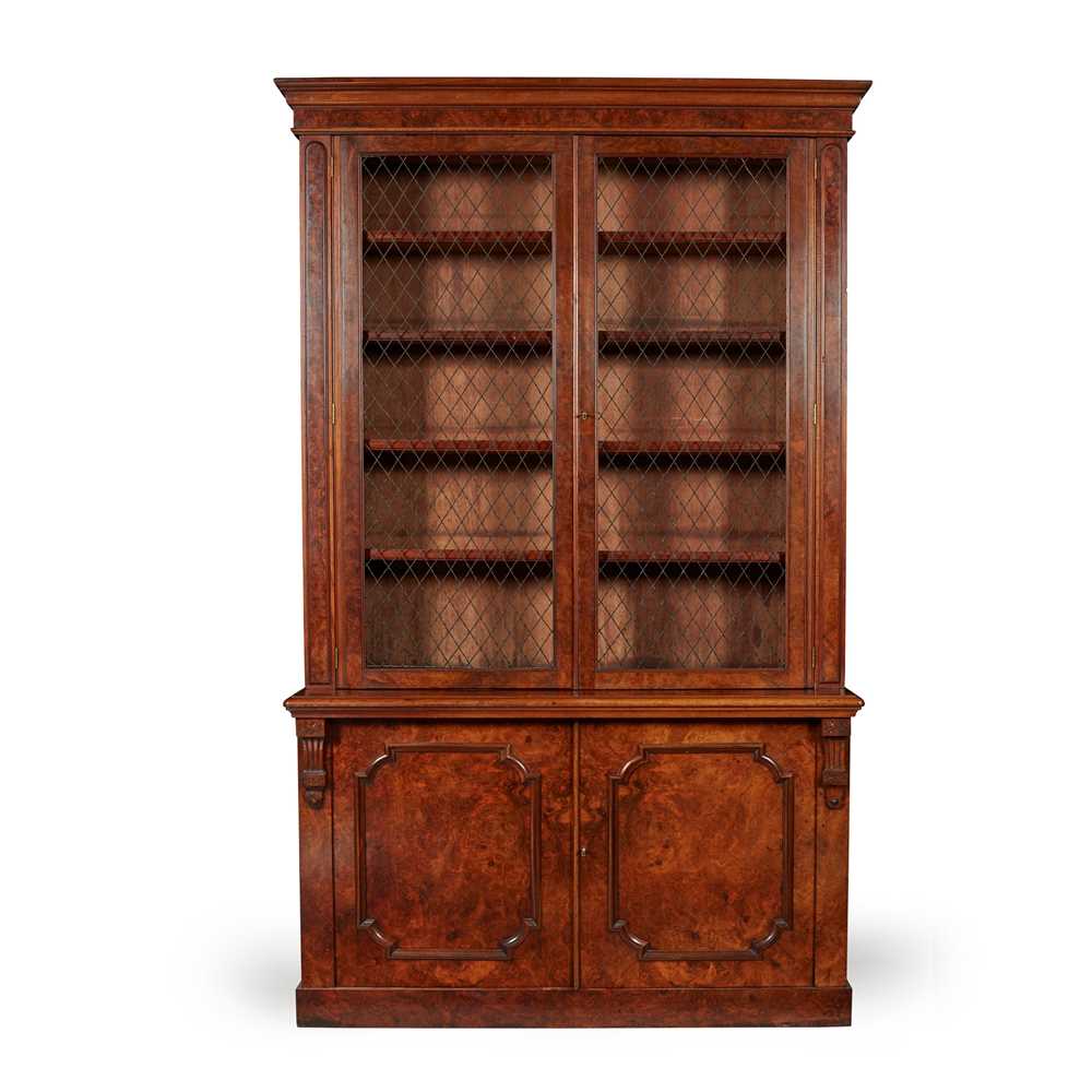 Appraisal: VICTORIAN WALNUT LIBRARY BOOKCASE TH CENTURY with metal grille inserts