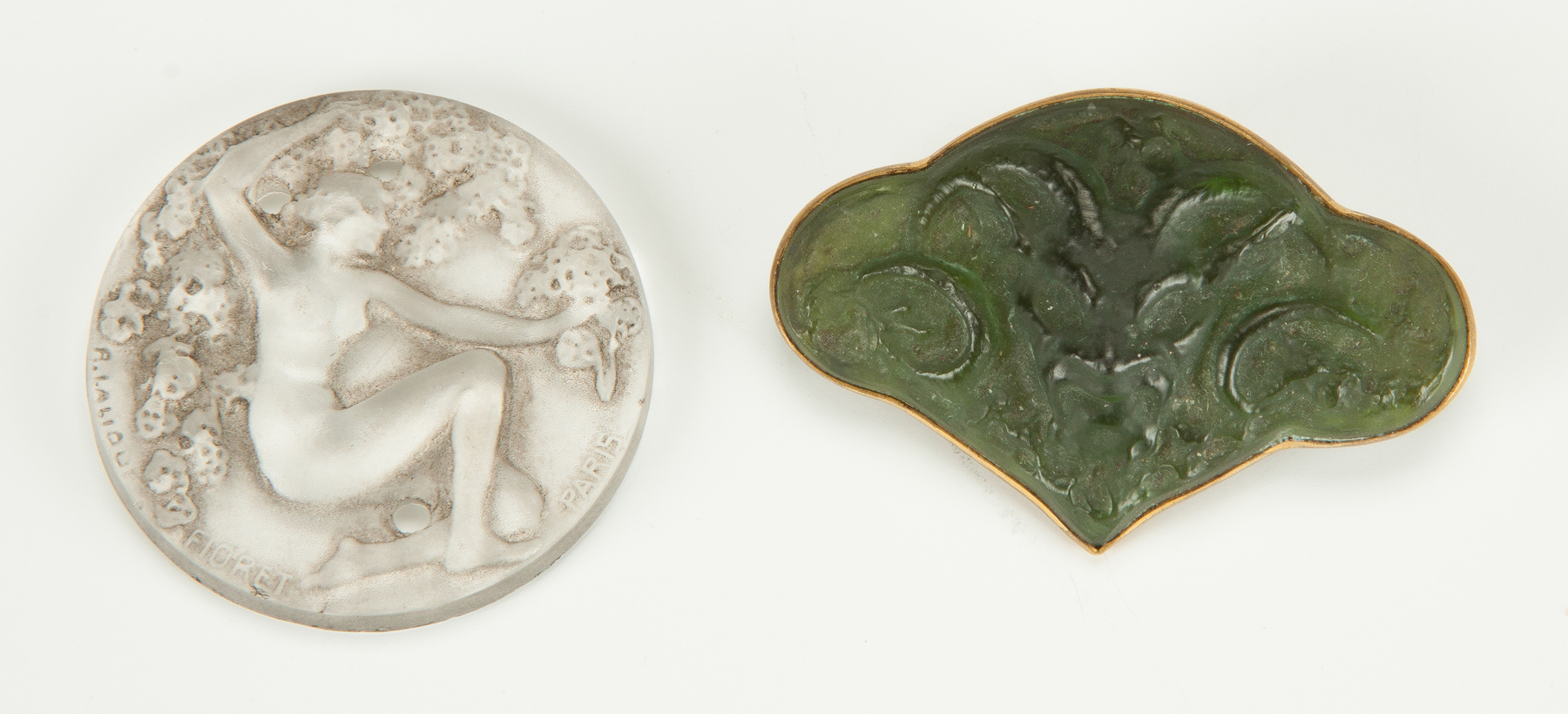 Appraisal: Lalique Pendant Pin Lalique Pendant with Nude Molded R Lalique