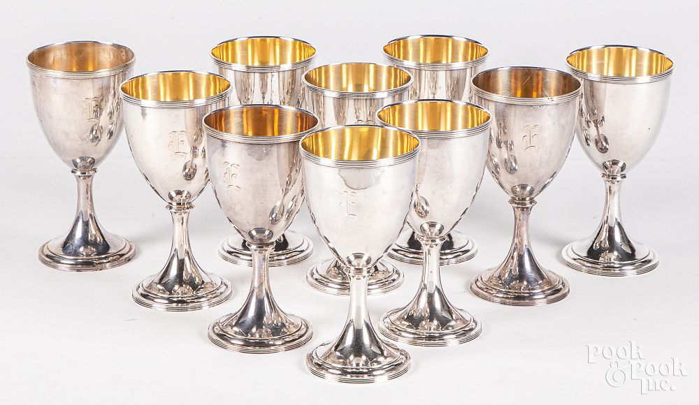 Appraisal: Set of ten sterling silver goblets Set of ten sterling