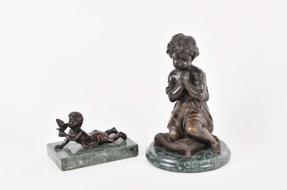 Appraisal: TWO CONTINENTAL PATINATED FIGURAL BRONZESLate th Early th Century The