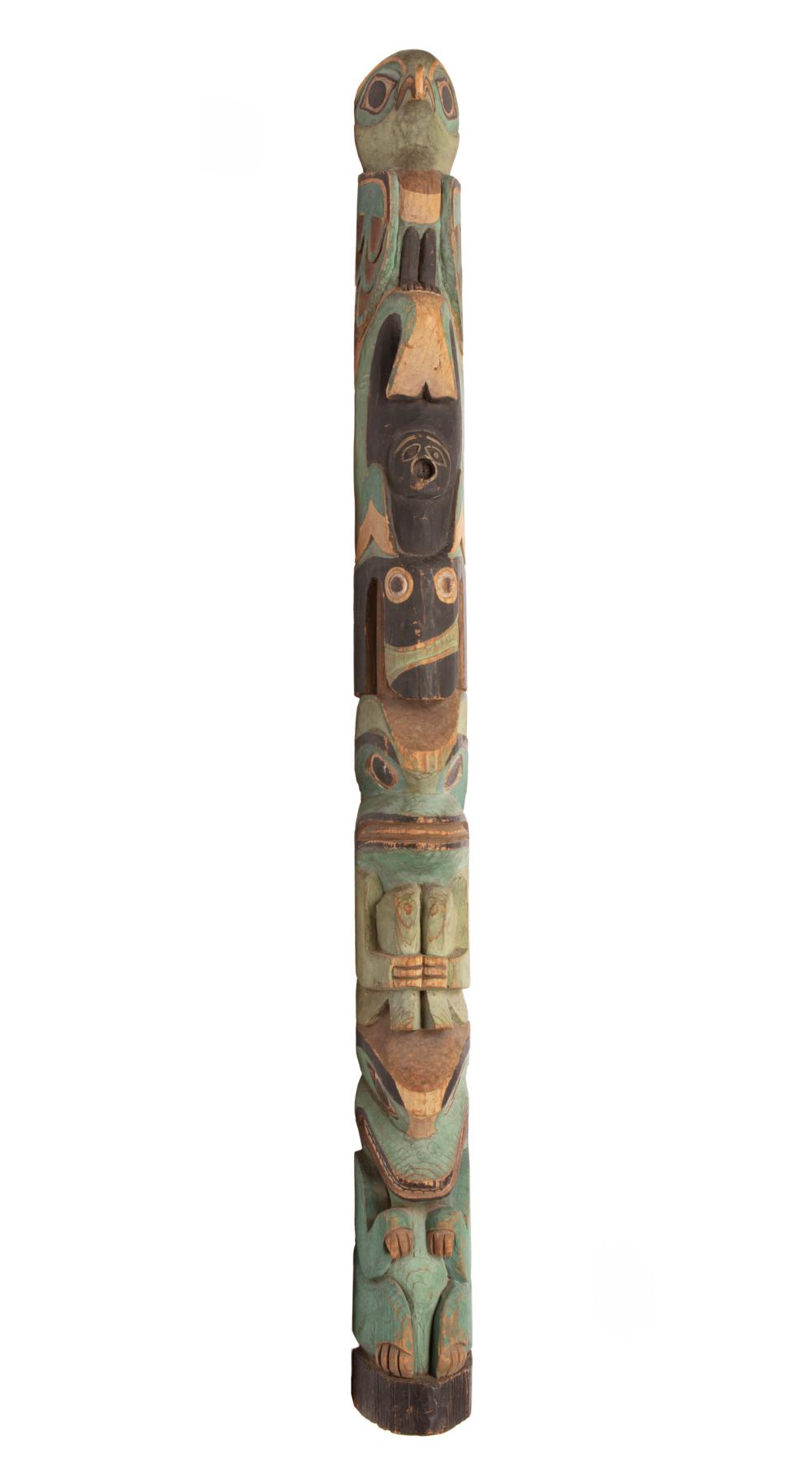 Appraisal: Tlingit Polychrome Wood House Post c - Northwest Coast h