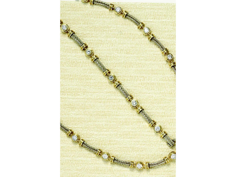 Appraisal: DIAMOND NECKLACE AND BRACELET k two tone necklace and bracelet