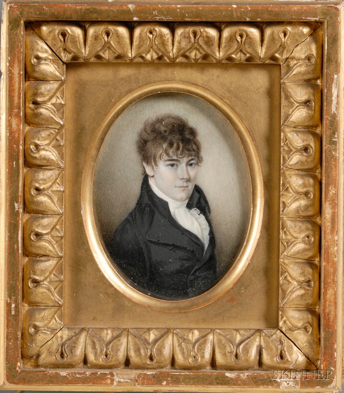 Appraisal: English Portrait Miniature on Ivory of a Young Man c