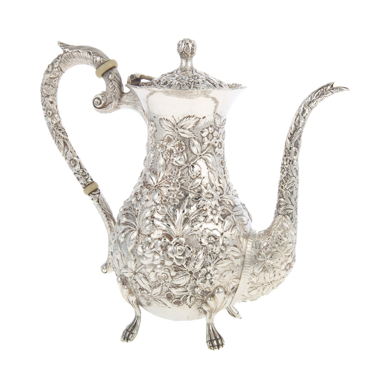 Appraisal: BALTIMORE SILVERSMITHS STERLING REPOUSSE COFFEE - baluster form decorated allover