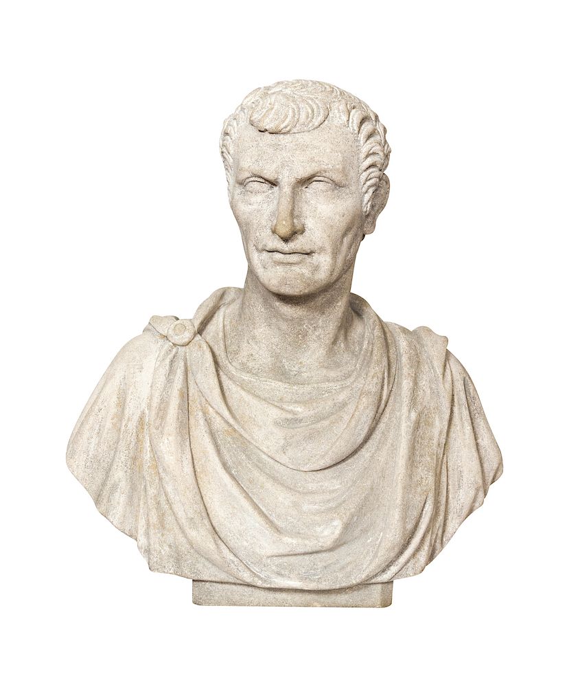 Appraisal: A Cast Stone Bust of a Man A Cast Stone