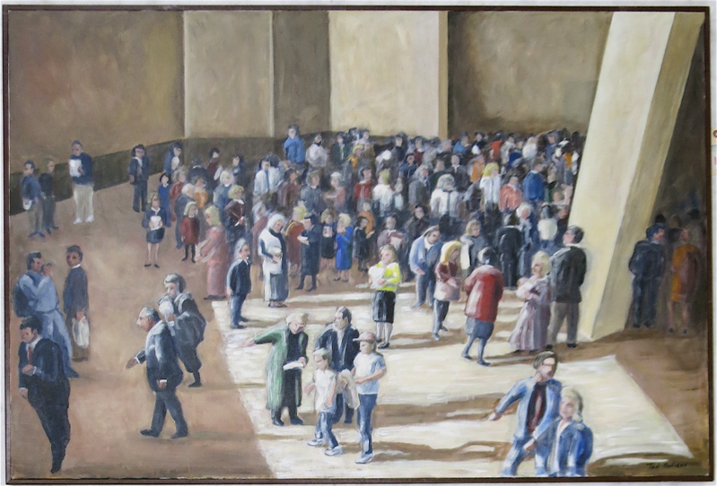 Appraisal: TED ANDREWS OIL ON CANVAS American th st century Crowd