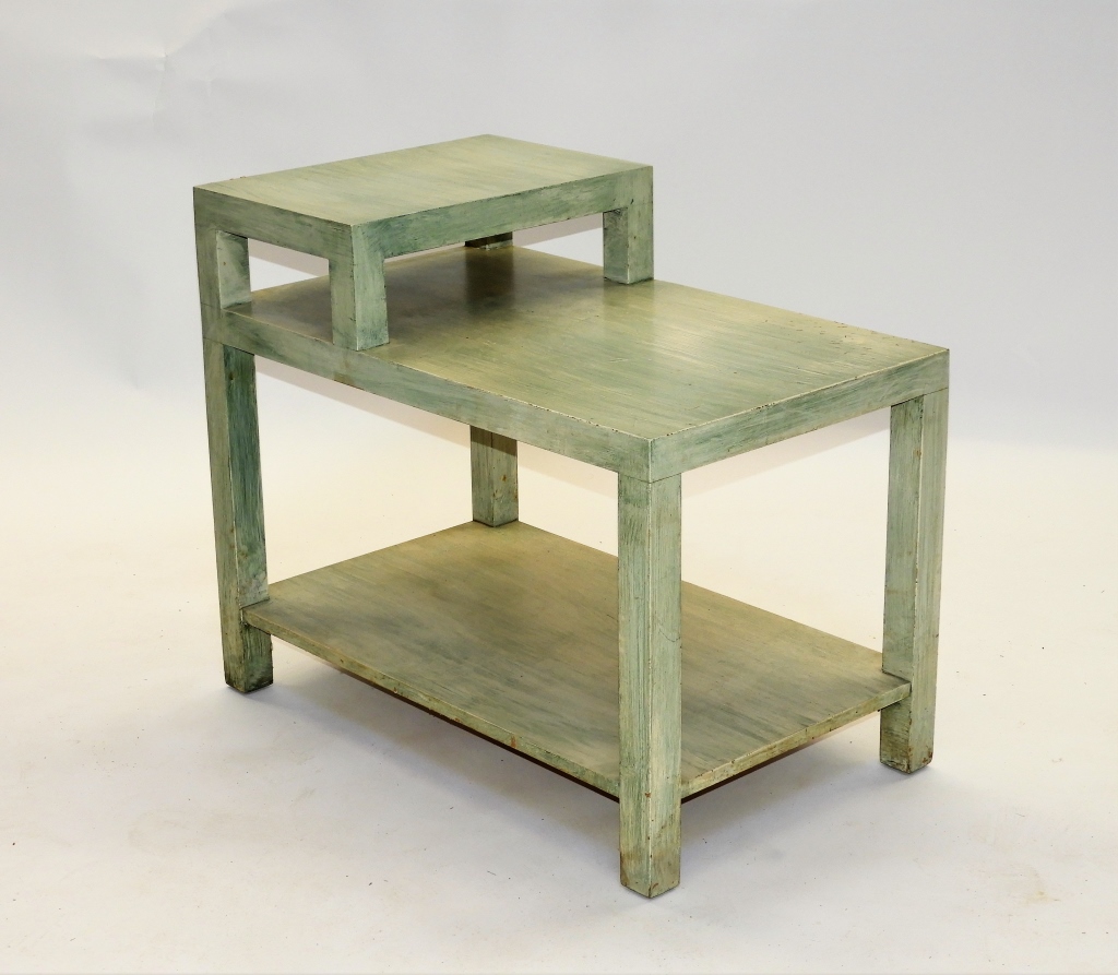 Appraisal: WIDDICOMB GREEN VENEER LAMP TABLE Michigan th CenturySmall rectangular top