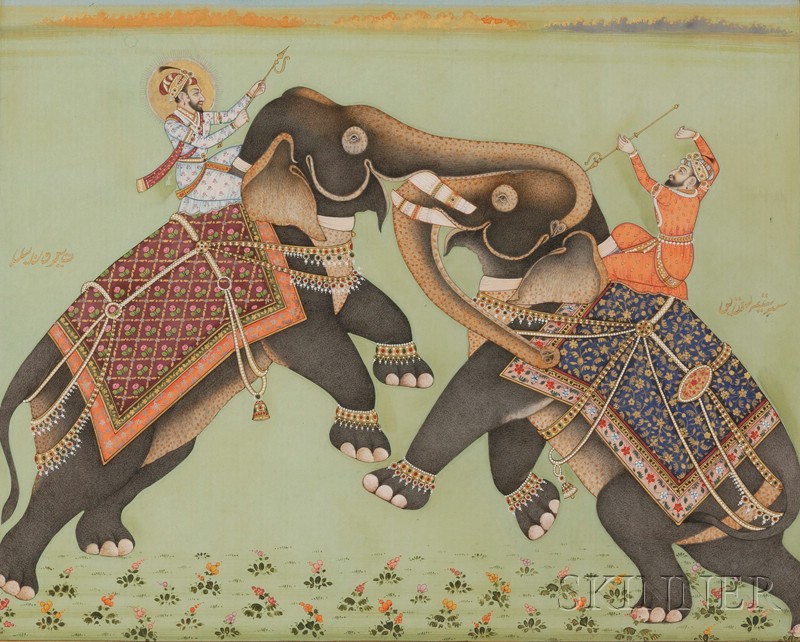 Appraisal: Indian Miniature Painting th century ink colors and gilt on