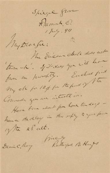 Appraisal: HAYES RUTHERFORD B Autograph Letter Signed Rutherford B Hayes p