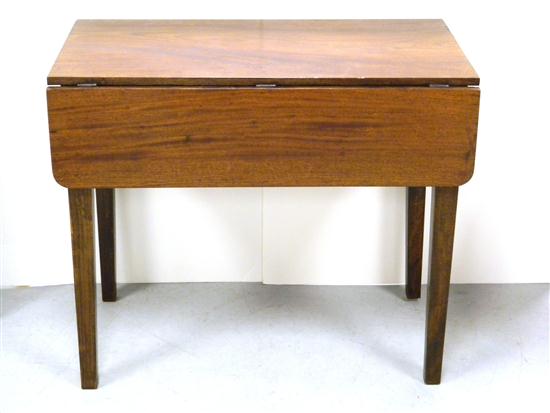 Appraisal: th C English mahogany single drawer drop leaf table tapered