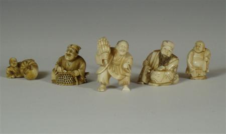 Appraisal: A group of four Japanese ivory netsuke Meiji Period comprising