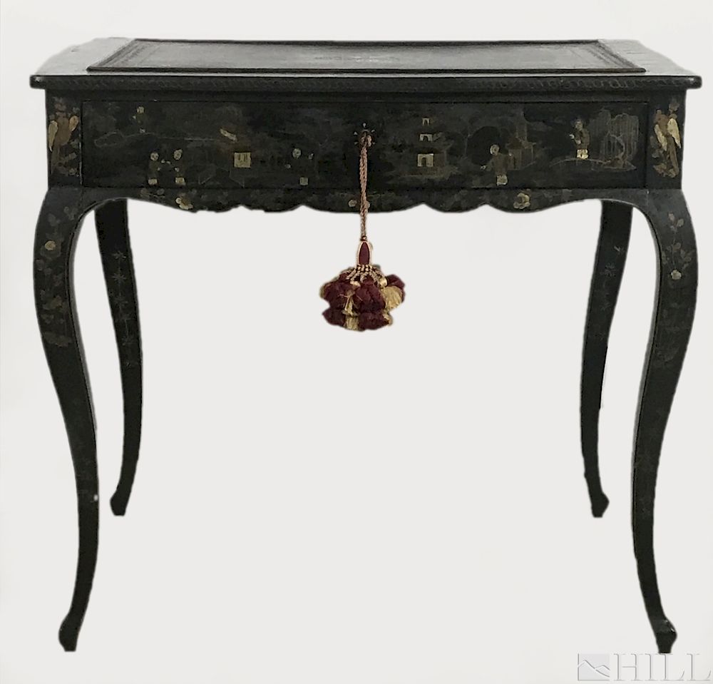 Appraisal: Antique Queen Anne Chinese Lacquered Vanity Desk Chinese Lacquered Table