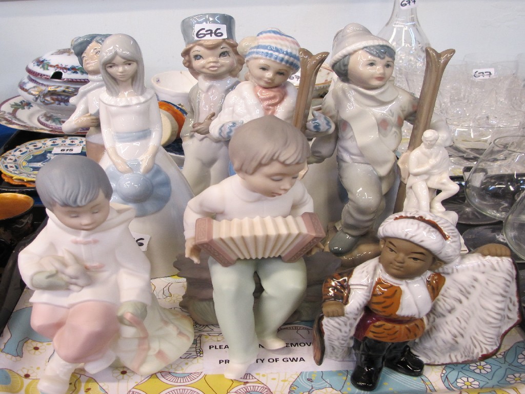 Appraisal: Ten assorted figures to include Spanish Willow Crested china figure