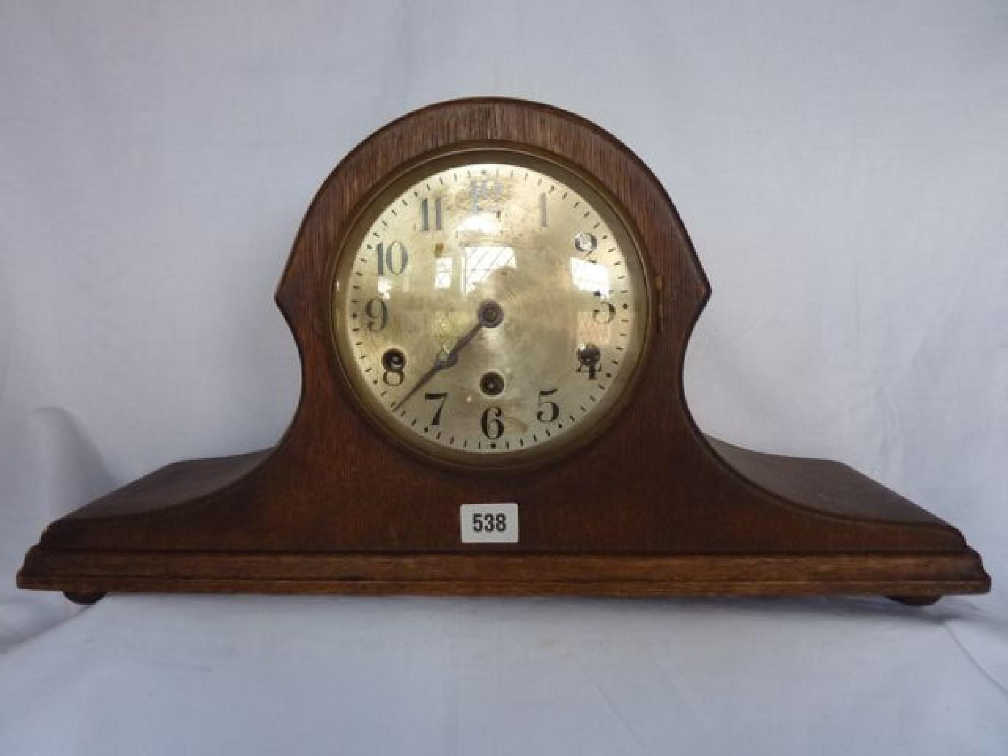 Appraisal: A large oak Napoleon or top hat mantle clock with