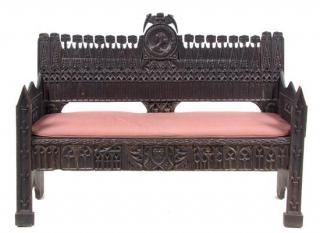 Appraisal: A Gothic Revival Oak Bench Width inches A Gothic Revival