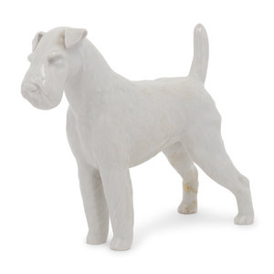 Appraisal: A Meissen Blanc-de-Chine Terrier bearing crossed swords in underglaze blue