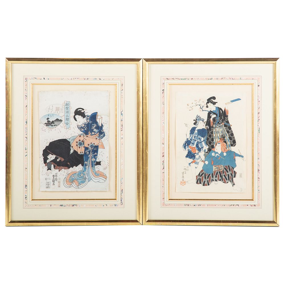 Appraisal: Two Framed th c Japanese Color Woodblock Prints Toyokuni III