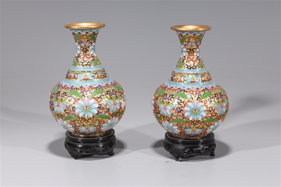 Appraisal: Pair of Chinese cloisonn enameled vases with floral designs each