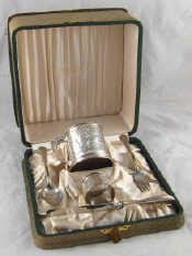 Appraisal: An American child's silver christening set comprising knife fork spoon