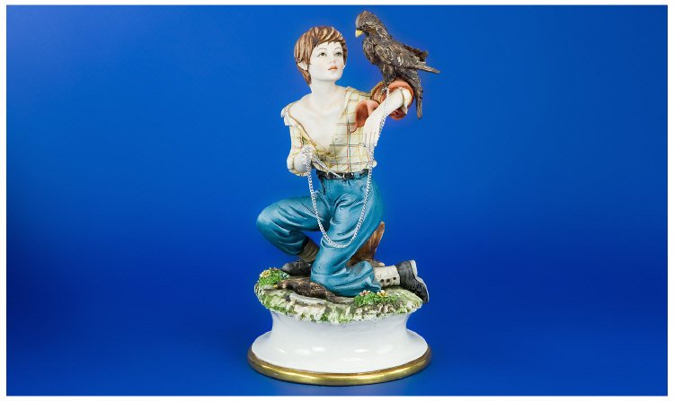 Appraisal: Capo Di Monte Figure boy with Hawk on Arm signed