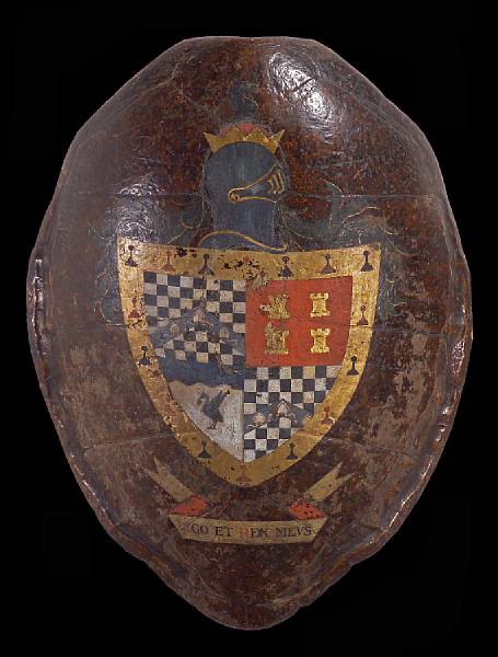 Appraisal: An armorial decorated turtle carapace of large size th th