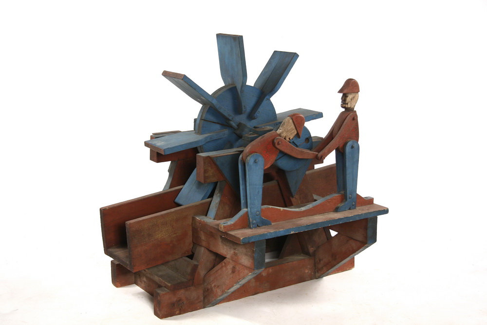 Appraisal: FOLK ART WATER WHEEL - Water wheel whirligig with two