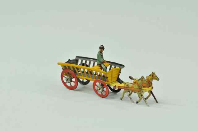 Appraisal: HAY WAGON PENNY TOY Meier mustard yellow cart with red