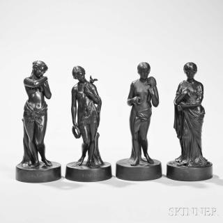 Appraisal: Set of Four Wedgwood Black Basalt Classical Figures England th