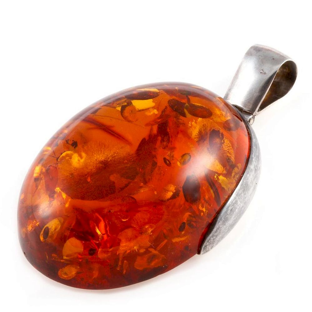 Appraisal: Amber and Sterling Silver Pendant Amber and Sterling Silver Pendant