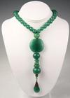 Appraisal: NECKLACE - Victorian green Peking glass necklace with drop pendant