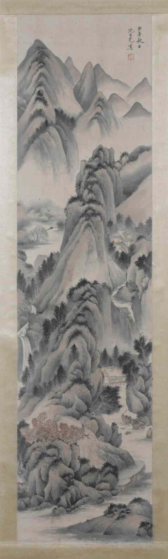 Appraisal: AFTER SHENG SHI CHONG Chinese - MOUNTAINOUS LANDSCAPE ink and