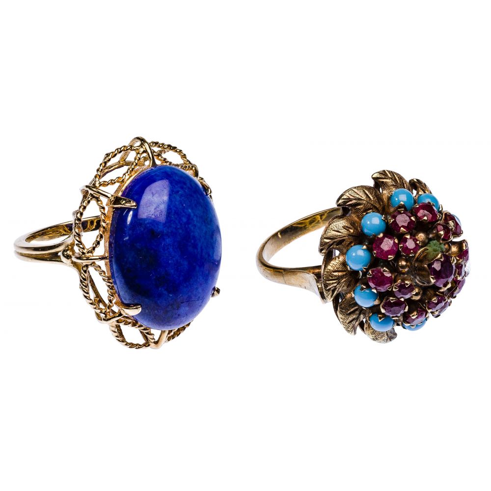 Appraisal: K YELLOW GOLD AND GEMSTONE RINGS rings including having mm