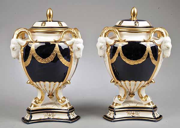 Appraisal: A Pair of Large Czechoslovakian Royal Dux Porcelain Lidded Urns