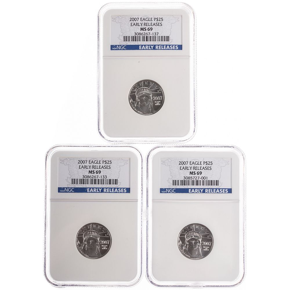 Appraisal: - oz Platinum Eagles NGC MS These are Early Releases