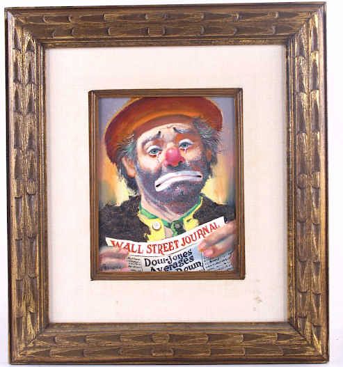 Appraisal: William Persona Sad Clown Original Oil Painting Included in this