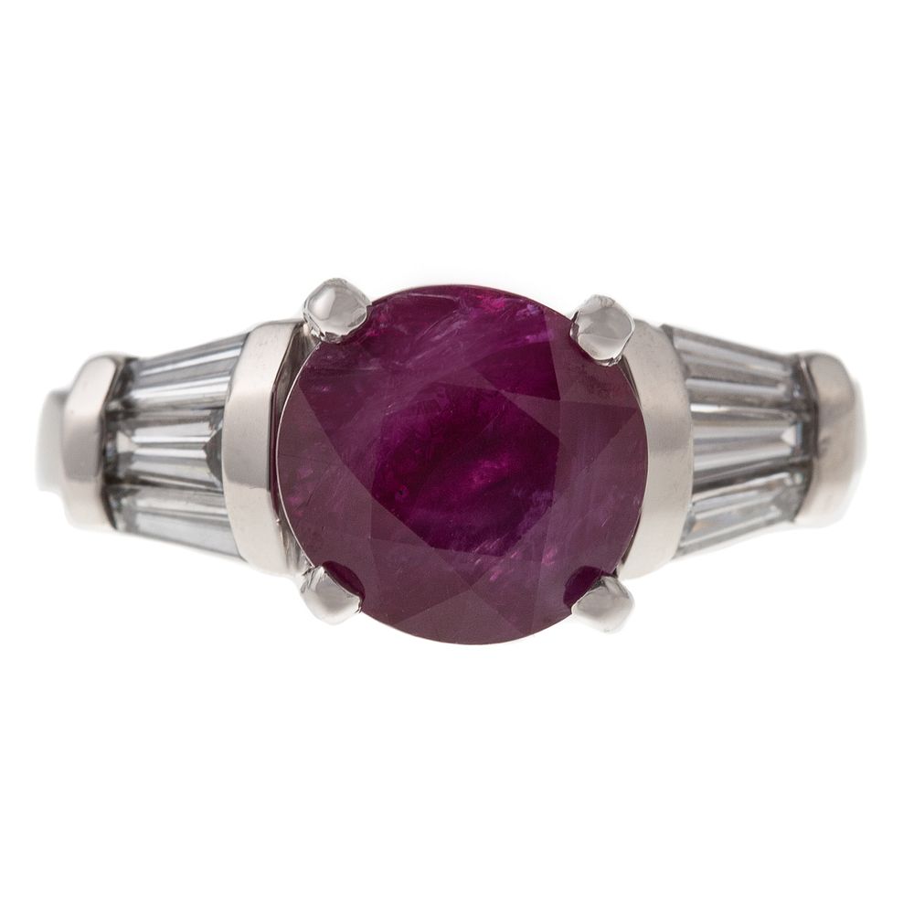 Appraisal: An Unheated Burmese ct Ruby Diamond Ring Platinum ring featuring