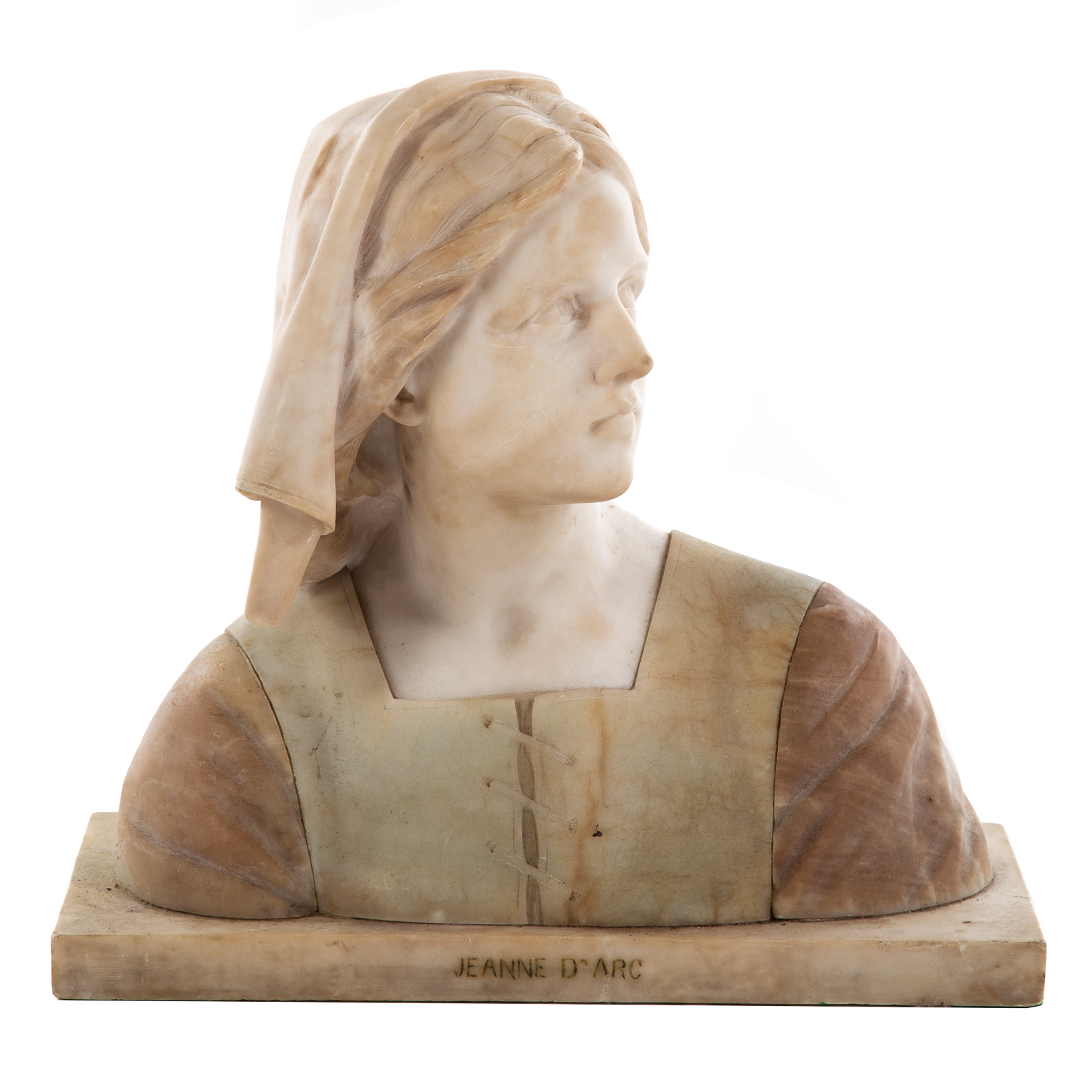 Appraisal: GUISEPPE BESSI JEANNE D' ARC ALABASTER BUST Italian - Multi